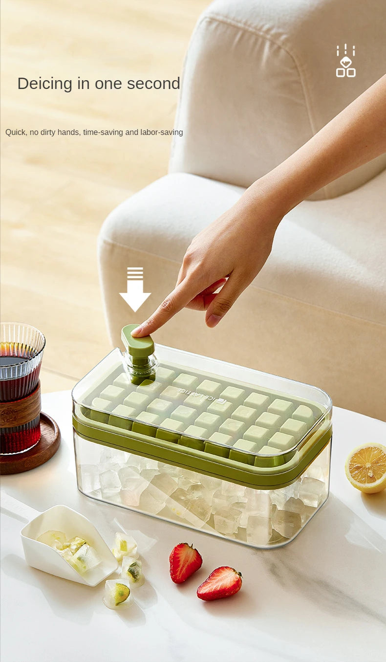 Ice Mold Household Refrigerator Ice Box Self Made Ice Cube Food Grade Press Ice Cube Freeze Ice Cube with One Button To Deice